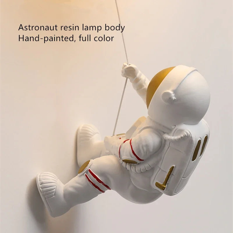 Chambre d'enfants lune applique moderne minimaliste créatif astronaute plein cuivre dessin animé garçon chambre chevet fond applique murale - vue 5 sur 10