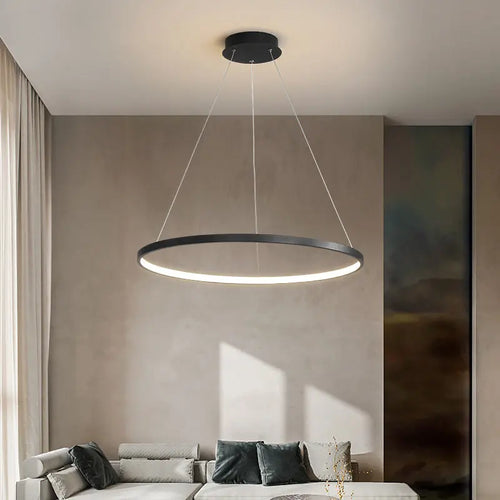 Modern LED ring for minimalist suspended decor - vue 2 sur 18