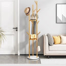 Freestanding Marble Metal Coat Rack, 3 Storage Shelves, 9 Hooks, Hall Tree for Coats, Hats, Bags, Entryway Organizer