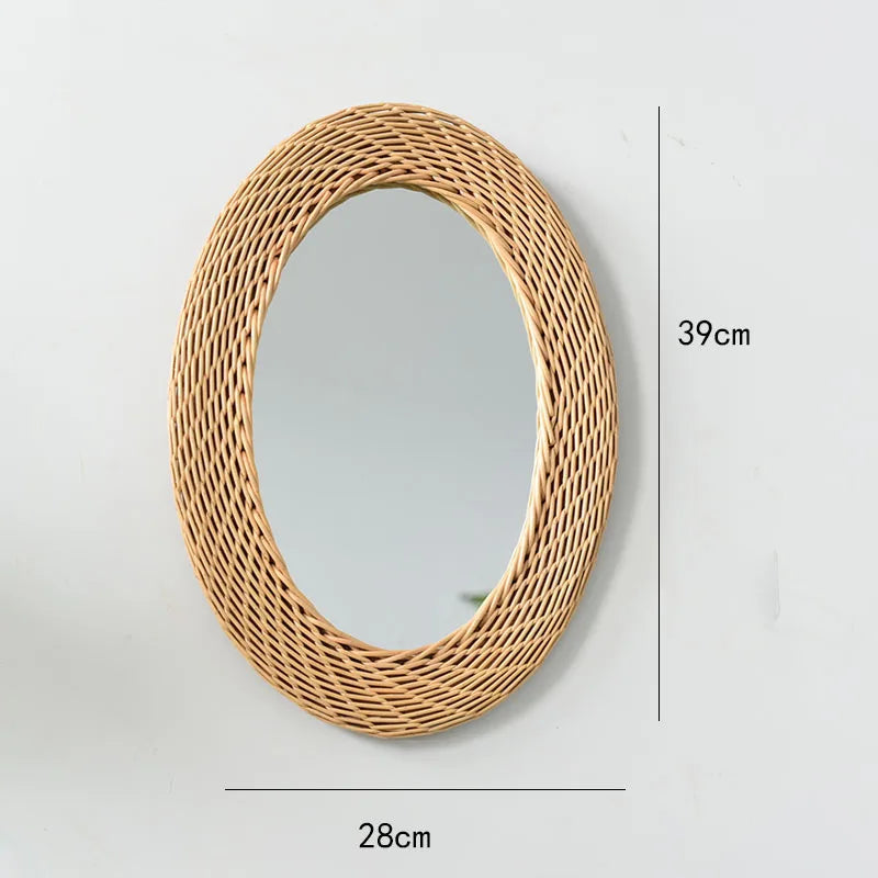 miroirs décoratifs rétro en rotin faits main pour décoration murale - vue 5 sur 6