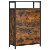 VASAGLE Shoe Cabinet with 2 Flip Doors, Hallway Shoe Storage Rack with Open Compartment, Internal Dividers, for 8-12 Pairs