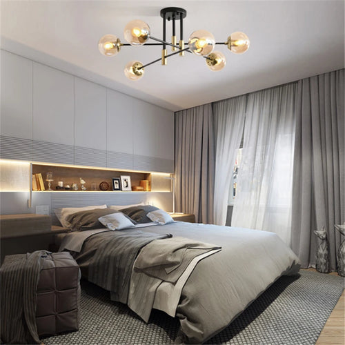 lustre nordique moderne led avec boules de verre