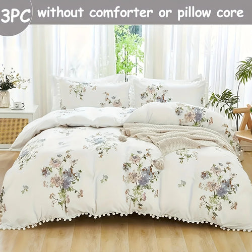 housse de couette imprimée motifs végétaux lot de trois doux et confortables