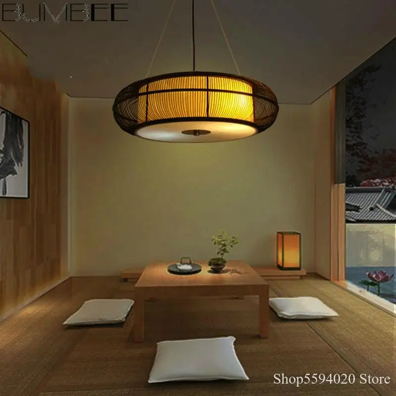 lustre en bambou fait main style moderne et élégant