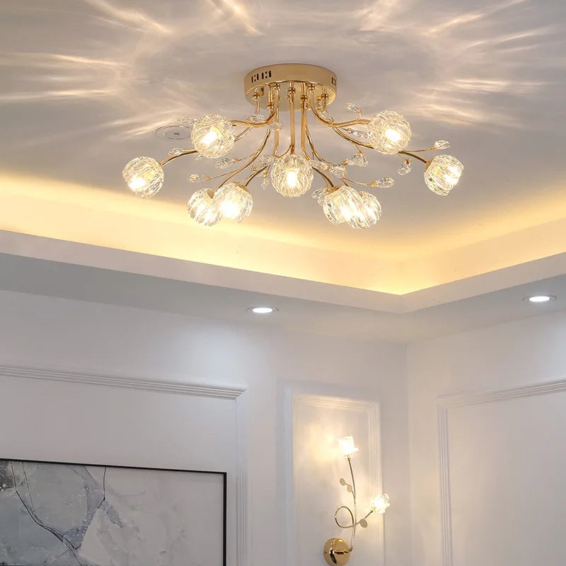lustre moderne en verre et cristal pour décoration intérieure - vue 5 sur 11