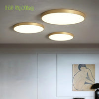 Minimalist brass LED ceiling light with remote control