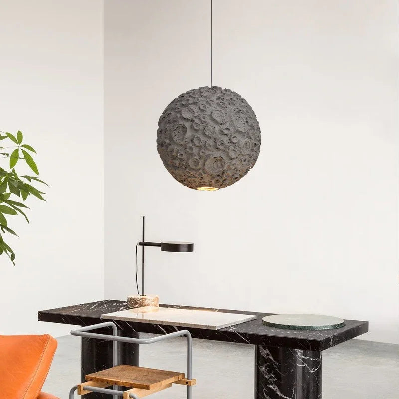 Japanese Wabi Sabi Style Chandelier Living Room Lamp Dining Room Coffe Store Planet Designer Grey Pendant Lamps Loft Decor Light - vue 4 sur 8