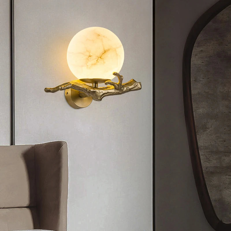 applique murale en cuivre et marbre naturel design élégant pour intérieur - vue 2 sur 7