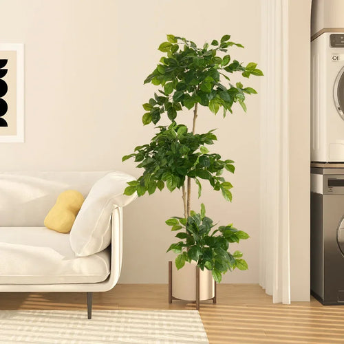 Large artificial ficus tree with realistic leaves for indoor decoration - vue 4 sur 12