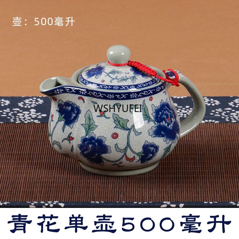 Théière céramique jingdezhen motif traditionnel avec filtre