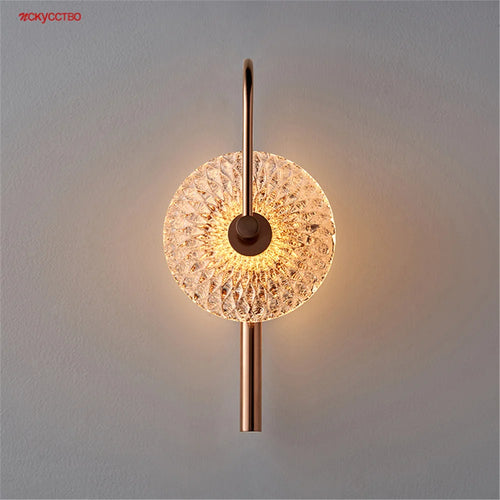 applique murale led ronde en verre de luxe pour éclairage artistique - vue 2 sur 7