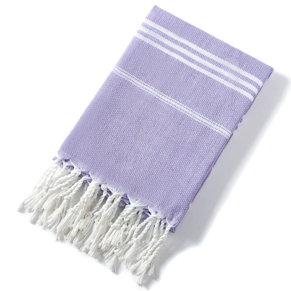 serviette de plage turque rayures franges sechage rapide