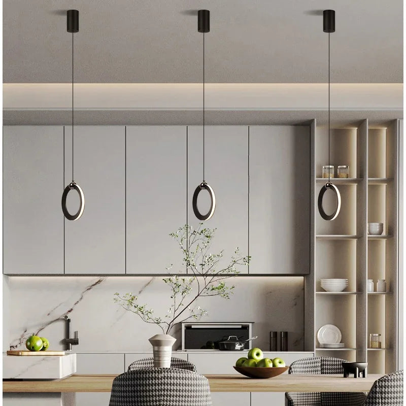 Lamp Modern LED Pendant Light Fixtures, Ring Pendant Lighting For Bedroom Bathroom Living Room, Small Hanging Pendant Light - vue 2 sur 10