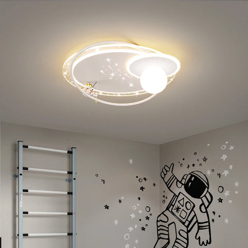 Modern minimalist astronaut planet decorative ceiling light for children - vue 4 sur 12