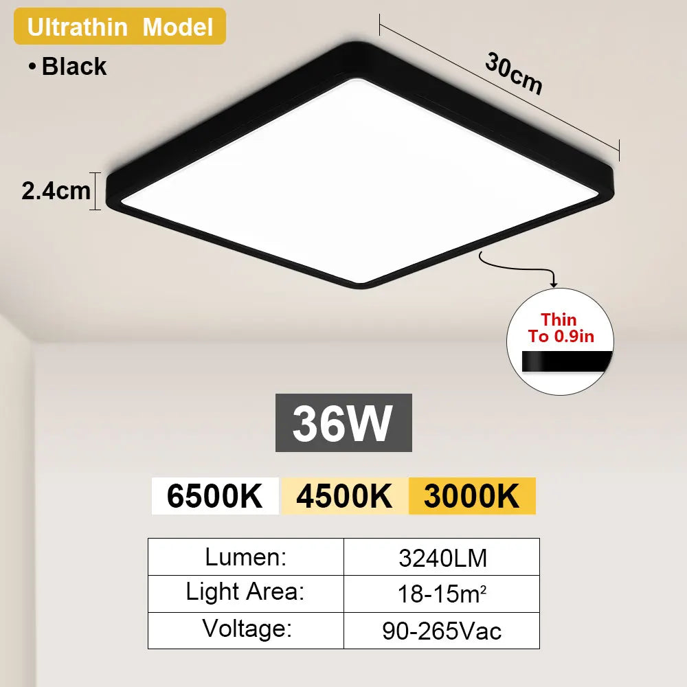 plafonnier led encastré ultra mince moderne pour intérieur