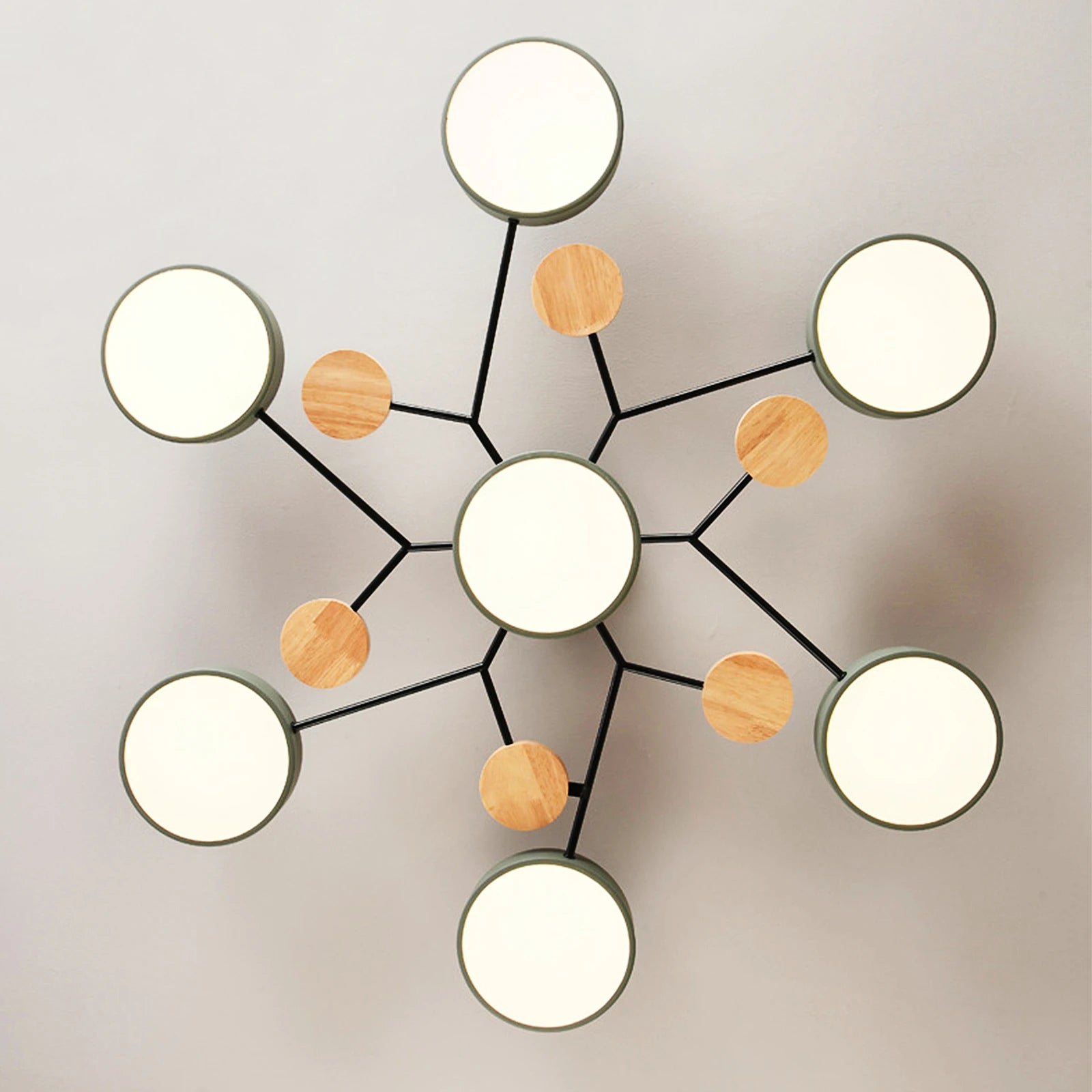 Nordic minimalist wooden LED ceiling light for indoor lighting - vue 4 sur 22