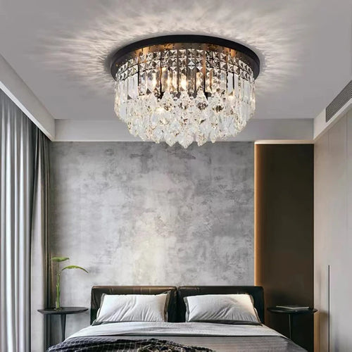 lustre dimmable led en cristal style américain de luxe - vue 4 sur 12