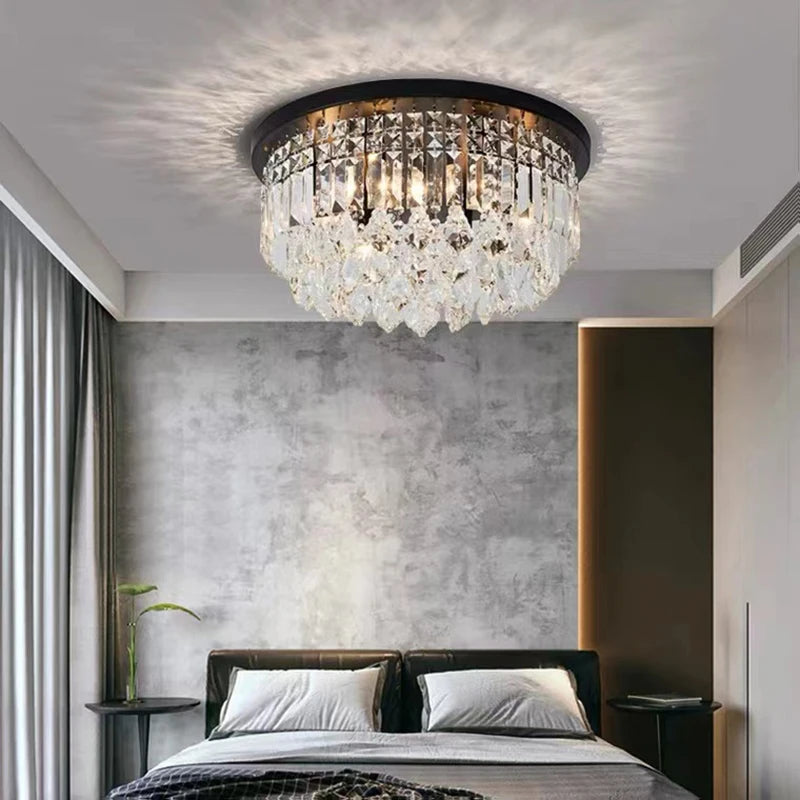 lustre dimmable led en cristal style américain de luxe - vue 4 sur 12