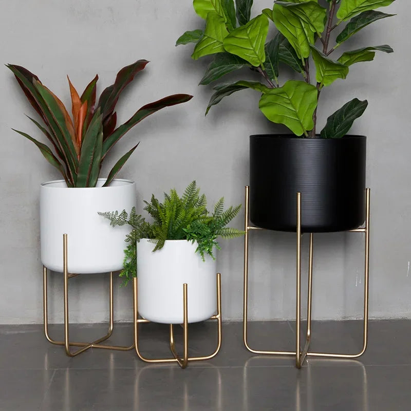 etagère à plantes dorée support à fleurs amovible et polyvalent