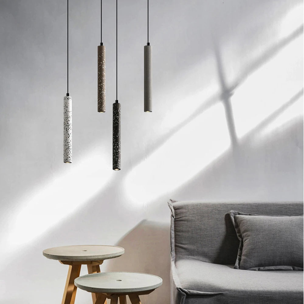 lustre en béton tube ciment design moderne pour intérieur décoratif - vue 3 sur 14