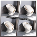 Soap Dish, Ceramic Soap Holder Self Draining Marble Look Leaf-Shape Soap Dishes for Bathroom,White