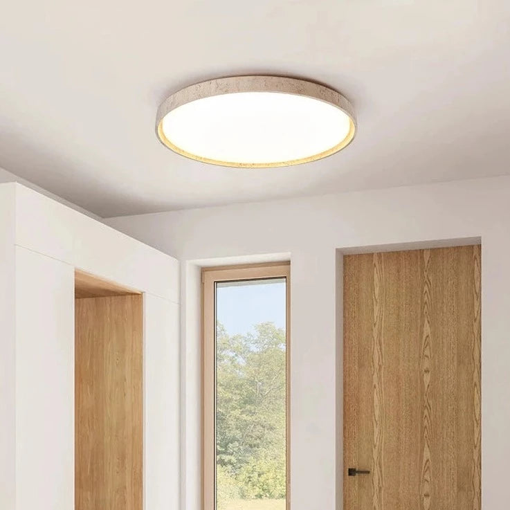 plafonnier Led en pierre Downlight monté en Surface rétro luminaires noyer bûche bois couleur chambre salon grande lumière - vue 4 sur 13
