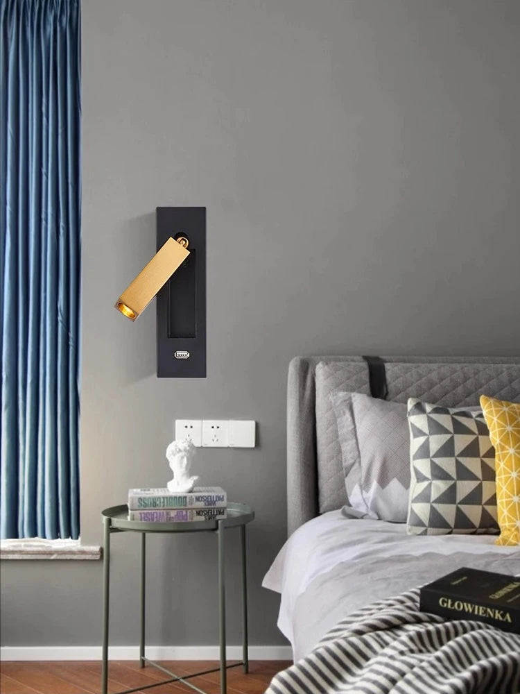 applique murale led rotative en laiton avec interrupteur usb - vue 5 sur 23