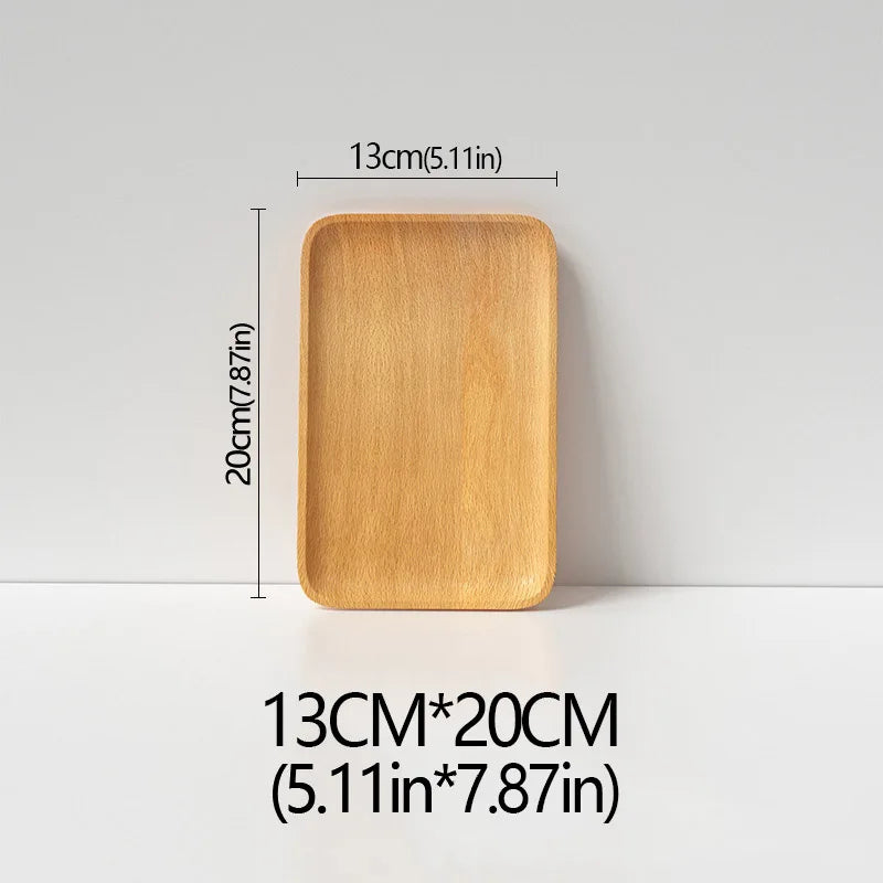 Wood Beech Plate Fruit Plate Oval Pallet trays decorative Candy Rectangular Dessert Dinner Tableware Tray, Kitchen Accessories - vue 11 sur 16