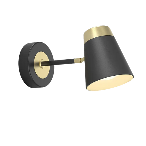 Aisilan applique murale de luxe remplaçable 5W E14 ampoule brossé noir et doré Anti-éblouissement Rotation applique pour chambre étude