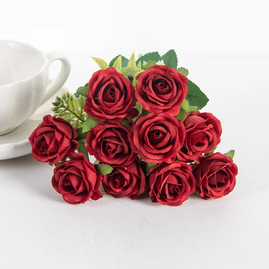bouquet de roses artificielles en soie pour décorations et événements festifs - vue 12 sur 12