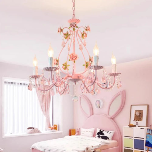 lustre en cristal bouquet floral style pastoral pour chambre d'enfant - vue 2 sur 7