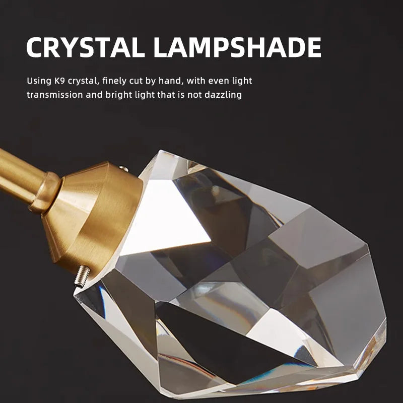 lustre en cuivre et cristal pour une ambiance élégante - vue 5 sur 8