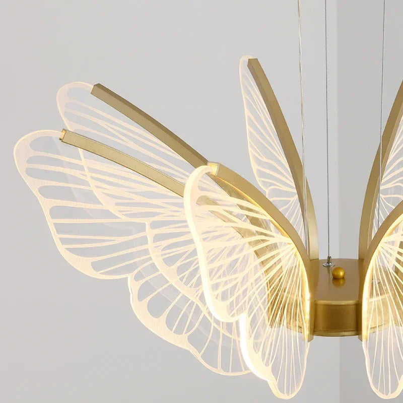 lustre papillon moderne créatif lampe décorative intelligente - vue 7 sur 9