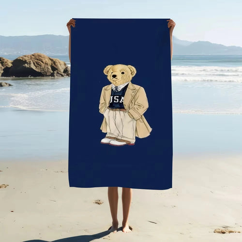 Serviette de plage séchage rapide motif oursons anime