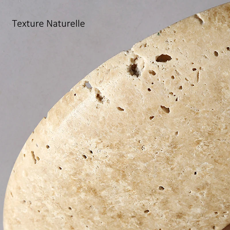 plafonnier wabi sabi en travertin forme de disque pour intérieur et extérieur - vue 5 sur 6
