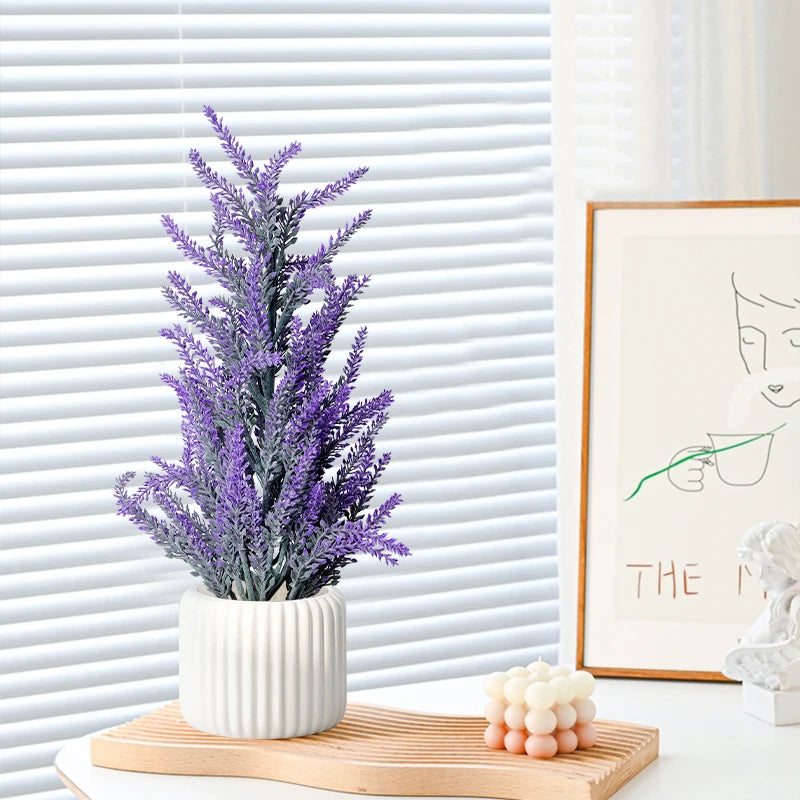 bouquet de fleurs artificielles lavande et blé décoration intérieure et extérieure - vue 4 sur 6
