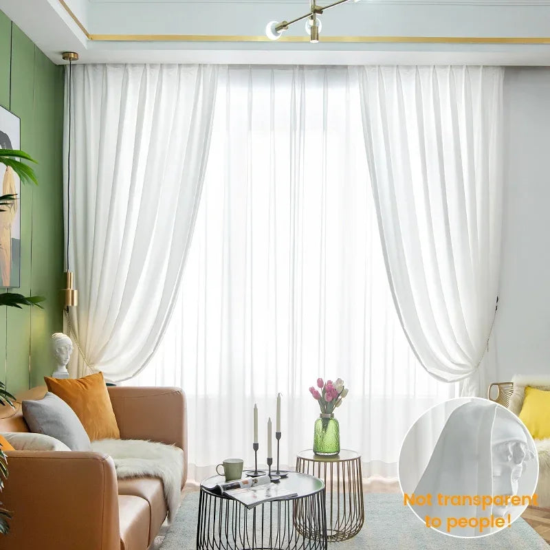 Voilage tulle semi froissé moderne pour salon chambre - vue 8 sur 9