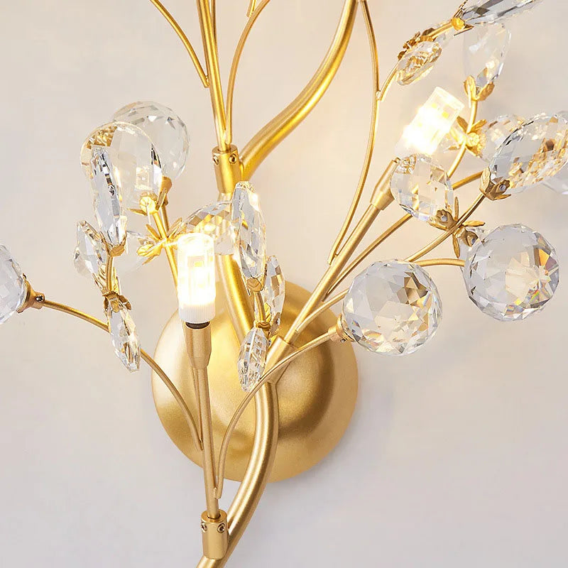 Applique murale en cristal transparent avec Branches de fleurs romantiques