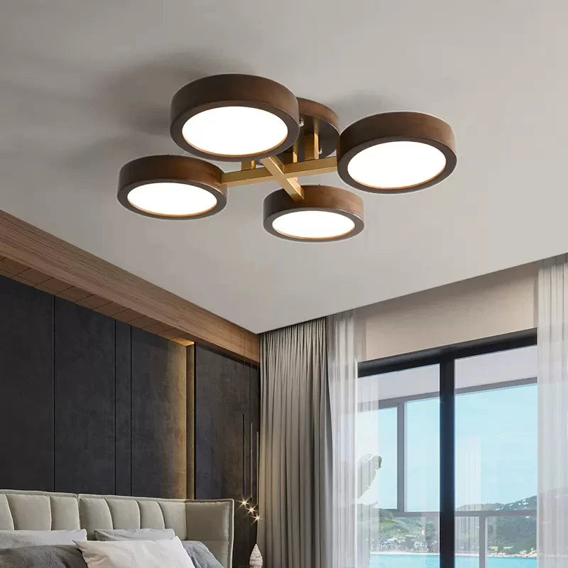lustre led moderne en bois pour décoration intérieure - vue 4 sur 9