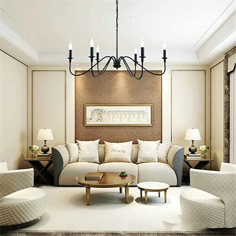 Minimalist American retro iron chandelier vantage pendant light - vue 4 sur 7