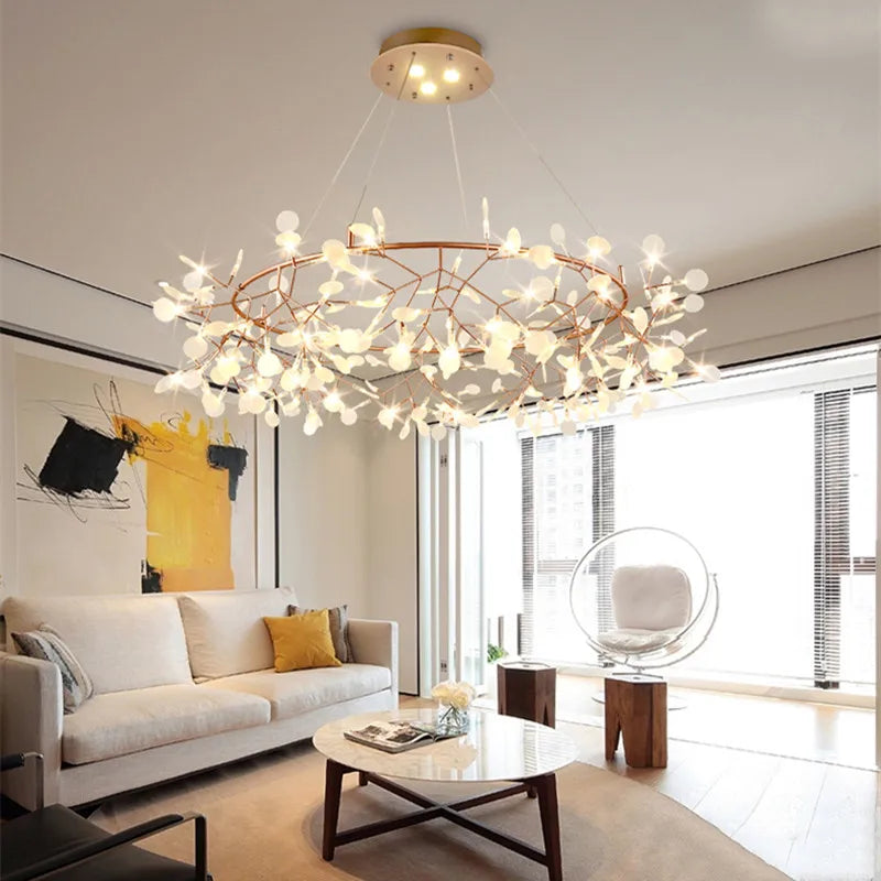 lustre led moderne avec branches rondes pour suspension - vue 3 sur 14