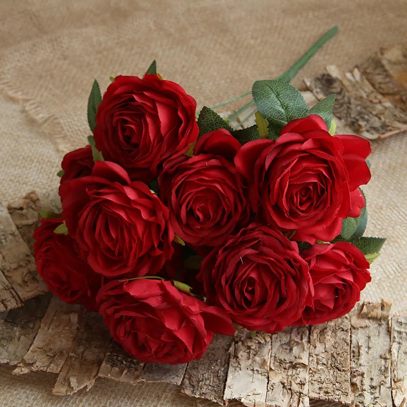 10 têtes de fleurs artificielles pour décoration mariage et festival - vue 10 sur 15