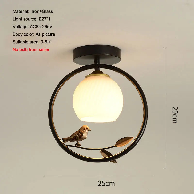 plafonnier nordique en fer style 	 avec décoration oiseau - vue 15 sur 16