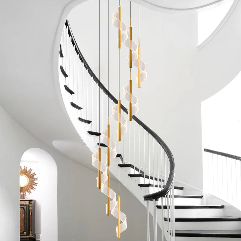 lustre led moderne en acrylique pour escaliers en colimaçon - vue 7 sur 17