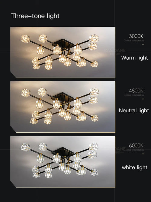 Plafonnier led en verre cristal luxe - vue 13 sur 12