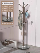 Freestanding Marble Metal Coat Rack, 3 Storage Shelves, 9 Hooks, Hall Tree for Coats, Hats, Bags, Entryway Organizer