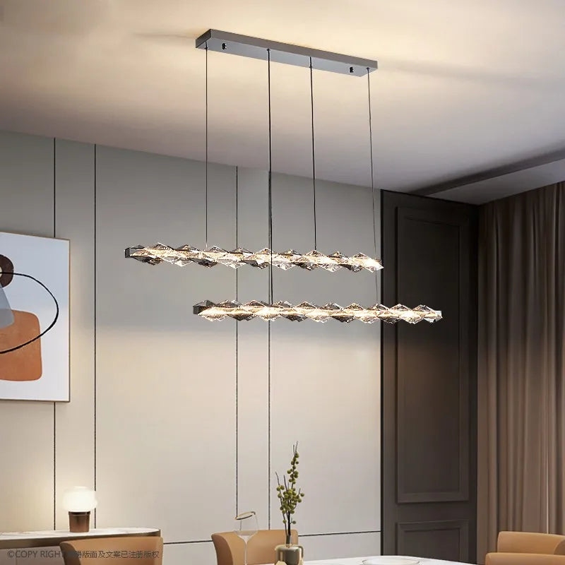 lustre moderne en cristal pour ambiance élégante et minimaliste - vue 5 sur 19