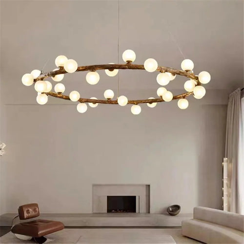 suspension nordique en bois anneau de personnalité laiteux