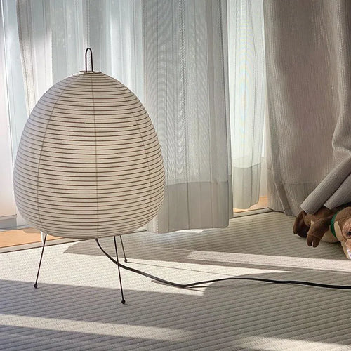 Nordic LED Japanese wabi sabi handmade rice paper floor lamp vintage living room bedroom home bedside standing table light - vue 8 sur 8