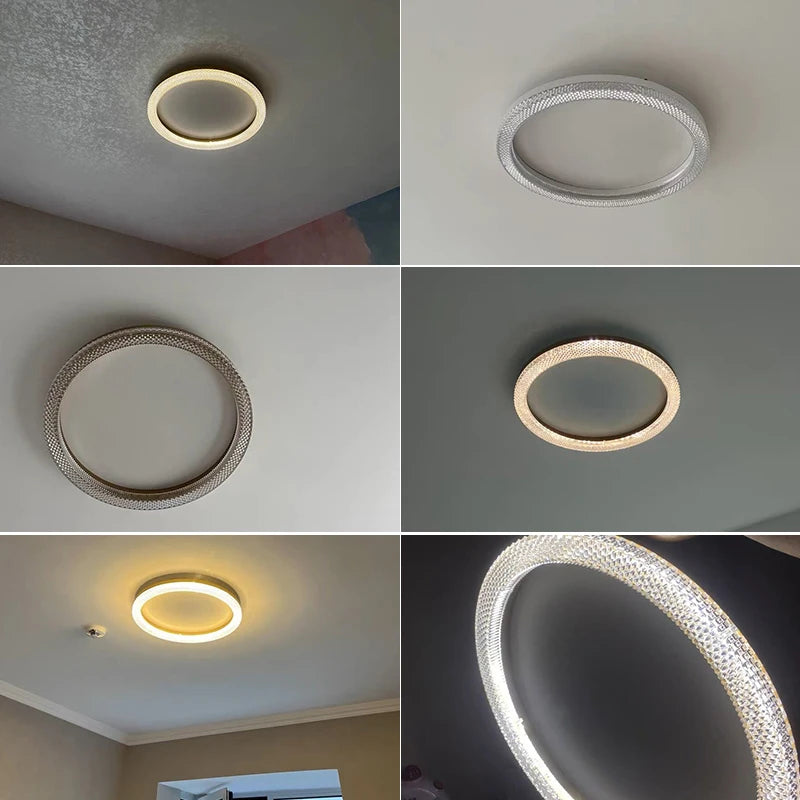 lustre led anneau plafonnier décoration maison luminaire - vue 7 sur 10